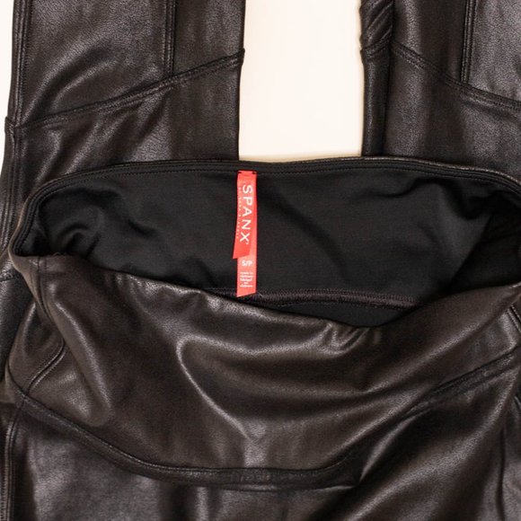 Spanx Faux Leather Moto Leggings Size S Black Vegan - Picture 3 of 7